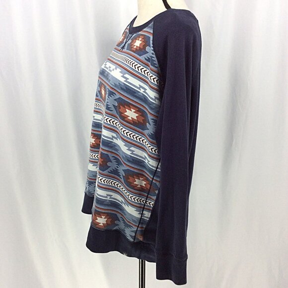 Eddie Bauer Legend Wash Sweatshirt Top Womens Size 2XL Navy Blue Aztec Western - Picture 4 of 9